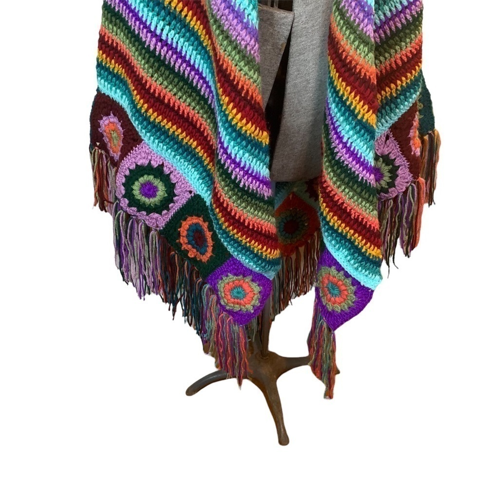 Granny Square Poncho Shawl - Picture 3 of 11